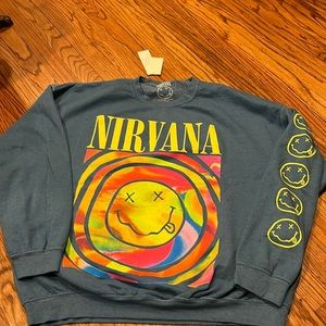 BRAND NEW! S/M Urban Outfitters Oversized Nirvana TURQUOISE sweatshirt